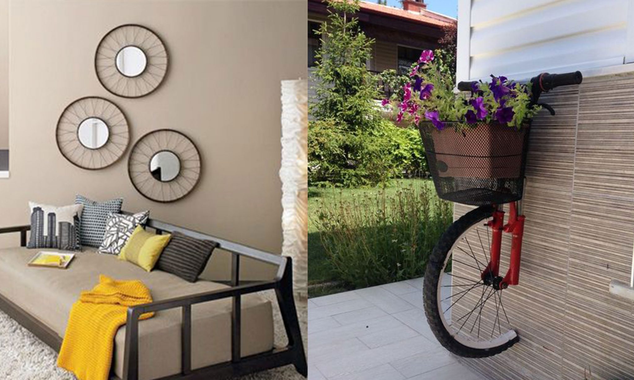 decorar con ruedas recicladas de bici